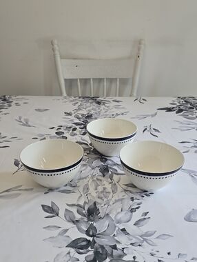 Kate Spade Lenox Set Of 3 Charlotte Street West Soup Cereal Bowls Blue Dots